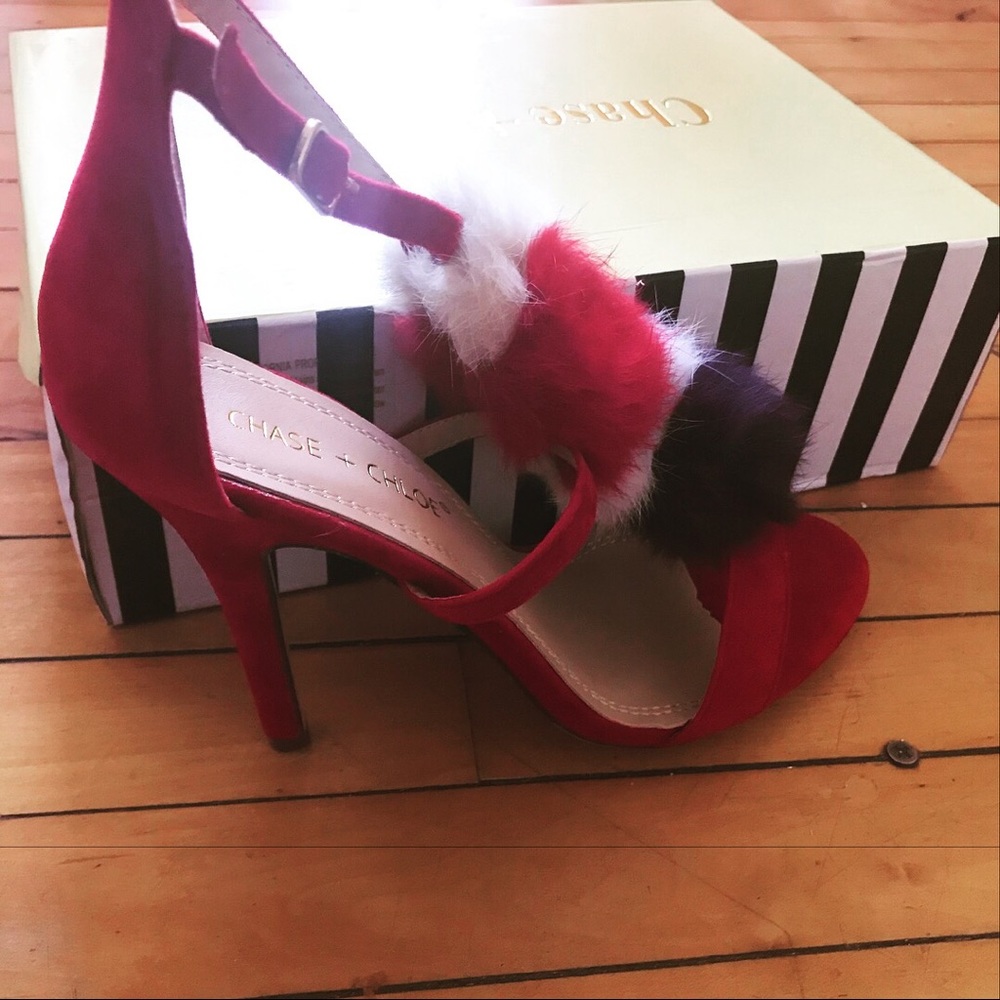 Red Pom Pom stilettos